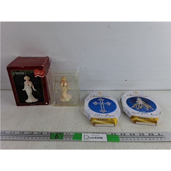 Ornament Sensations Crystal Golden Angels & Silver Crosses Ornaments, Carlton Cards Marilyn Ornament