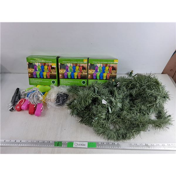 (3) 10 Solar Patio & Garden LED Lights, ( 2 Boxes are Sealed), Christmas Tree Light - As Is