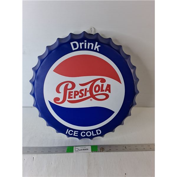 Metal Pepsi-Cola Wall Cap Decor 16.5"