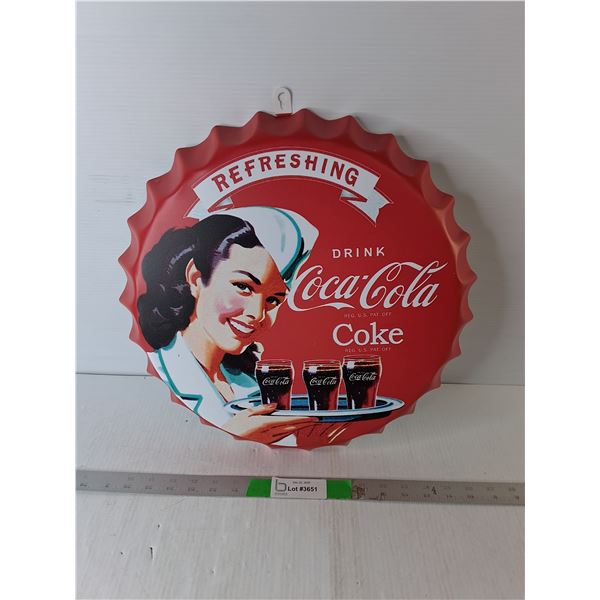 Metal Coca-Cola Wall Cap Decor 16.5"