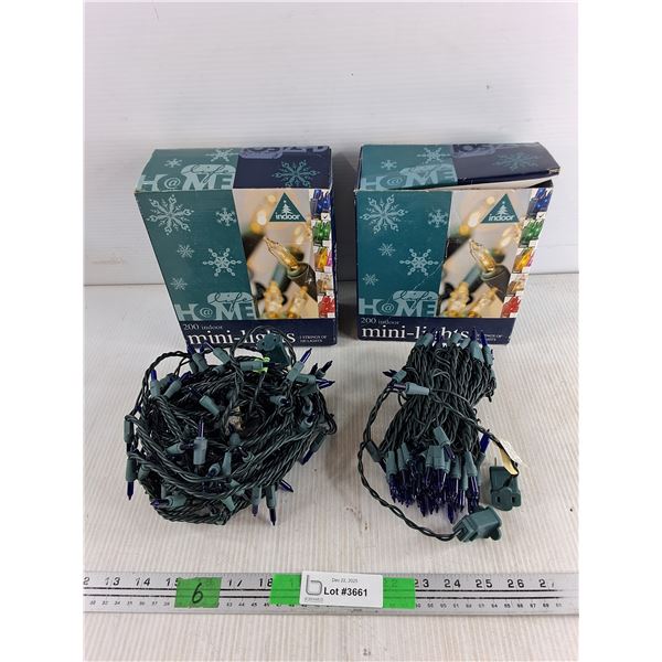 (2) 200 Indoor Mini Lights - Powers On, As Is
