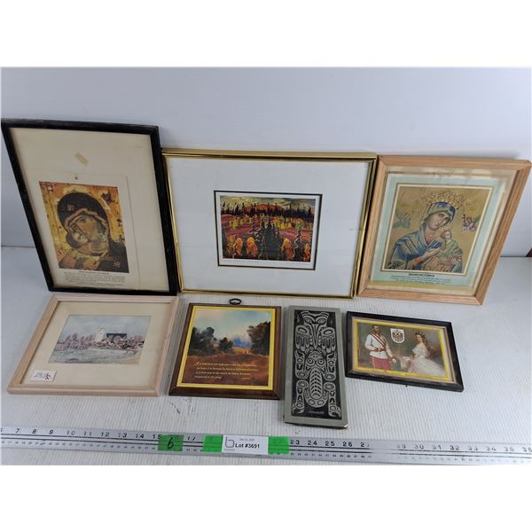Framed Art, Prints & Plaque - Religious Icons, Landscapes, Indigenous Style Carving, Portraits