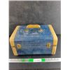 Image 5 : Vintage Blue & Tan Travel Case 13" x 9" x 7"
