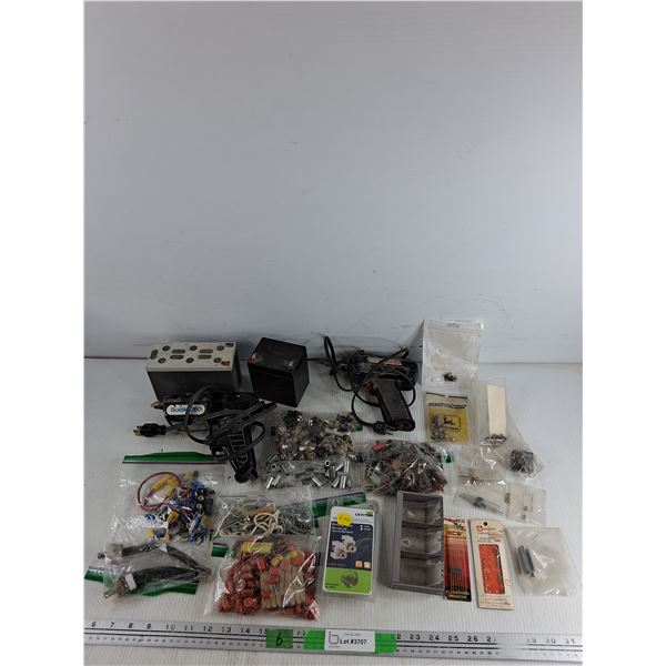 (2) Sealed Lead Acid Batteries, Bostik 260 Glue Gun, Wellers Soldering Gun, Transistors, Couplers