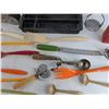 Image 4 : Potato Masher, Plastic Spatulas, Bread Knife, Vintage Ice Cream Scoop, Gyroscope Top, Misc
