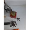 Image 7 : Potato Masher, Plastic Spatulas, Bread Knife, Vintage Ice Cream Scoop, Gyroscope Top, Misc