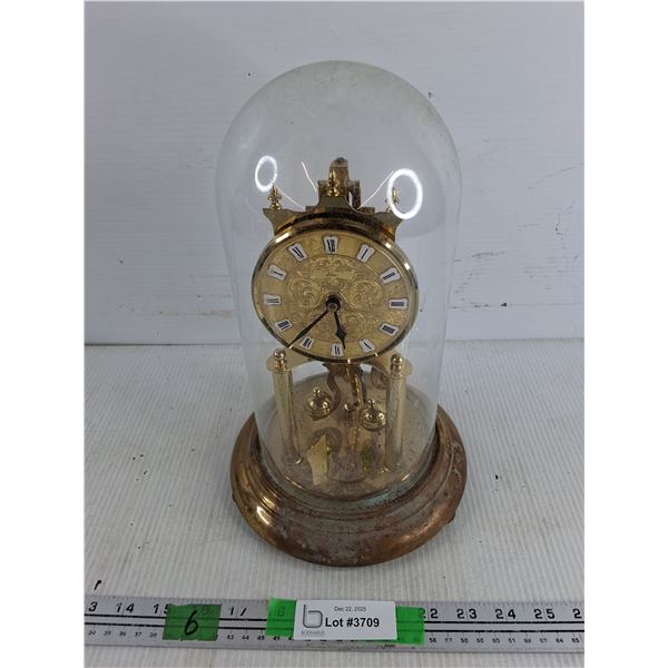 Vintage Anniversary Clock Under Glass Dome - Brass 400 Day Style - As Is - PICK UP ONLY