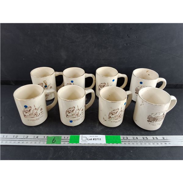 (8) Vintage Souvenir Mugs - St Andrew's United Church, Lestock Saskatchewan,  As Is