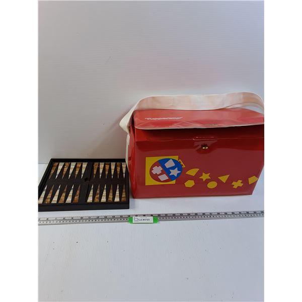Tuppertoys Carrying Case & Stone Backgammon Game Board (Stone)