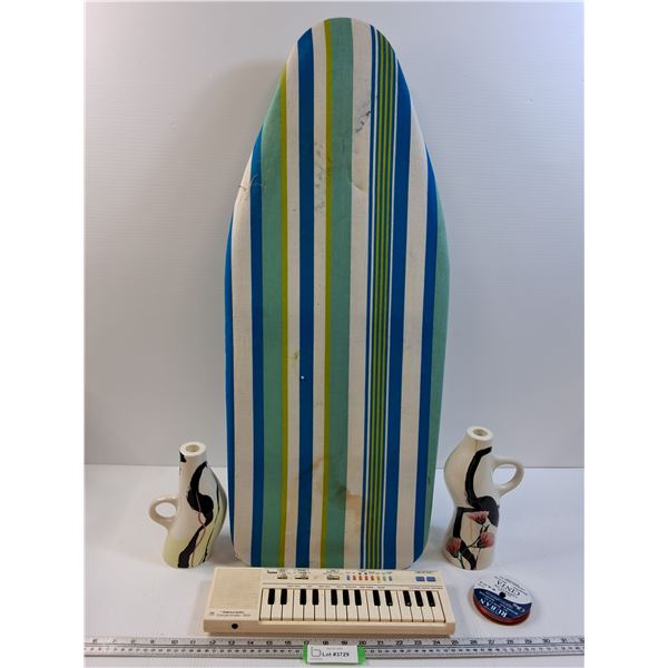 Table Top Ironing Board, Vases, Mini Keybard & Ribbon - 32" x 13" CANNOT SHIP