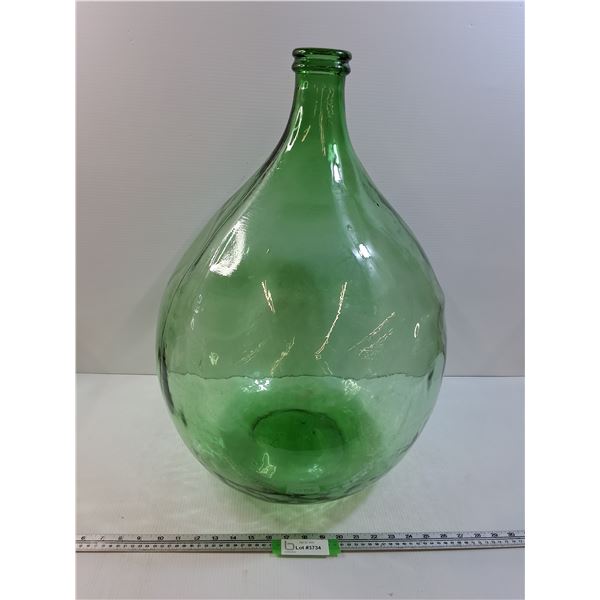 * Green Glass Demijohn Container - 25" x 18" - CANNOT SHIP
