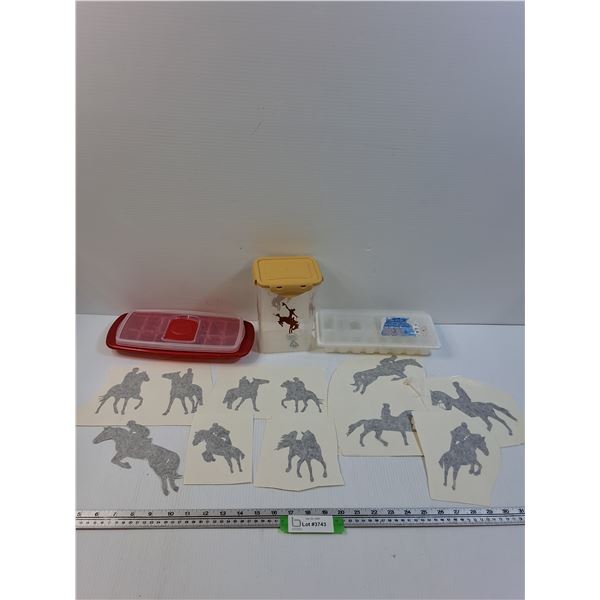 Cowboy Living Container, (2) Ice Trays, (8) Cowboy Horse Decals