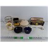 Image 1 : Ceramic & Glass Mugs - Calgary, Wall E, Fry's, (2) Glass Ashtrays, Headlights - As Is