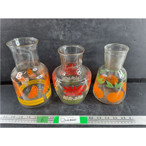 (3) Glass Vases 9" & 8"