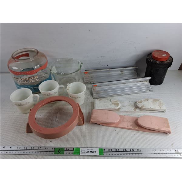 Aluminum Magnet Strips, Corelle Cups, Glassware, Misc