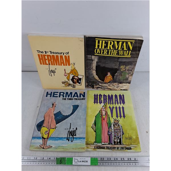 (4) Herman Treasury, Herman VIII & Herman Over The Wall Books by Jim Unger