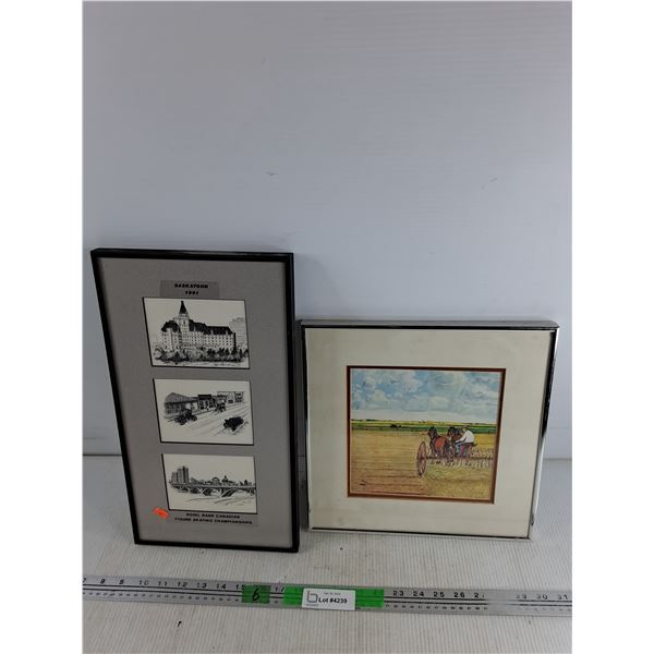 Framed Prairie Farmer & 1991 Saskatoon Figure Skating Championship Wall Art Prints