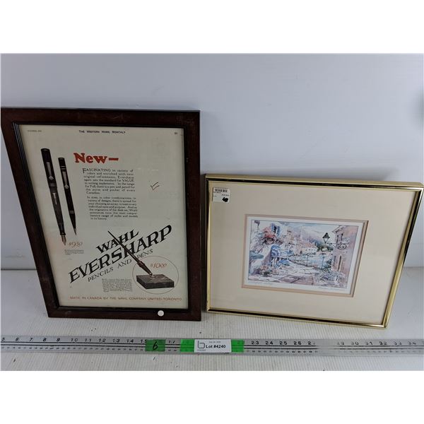 Framed Wahl Eversharp Poster & Waterfront Village Wall Art Prints - 16" x 12", 13" x 11"