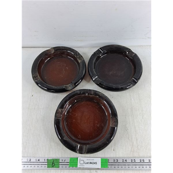 (3) 8" Amber Glass Cigar Ash Trays