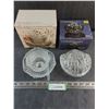 Image 1 : Glass 3-Piece Sauce Set, Bohemian Crystal Lidded Clamshell Candy Dish