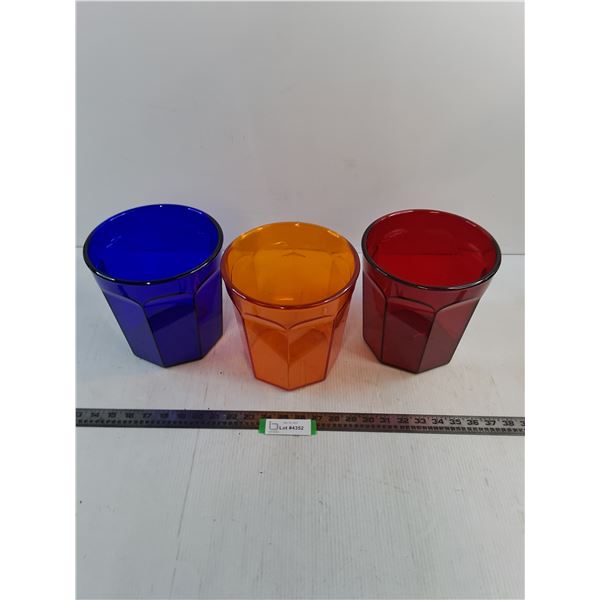 (3) Plastic Colored-Transparent 8" x 8" Plant Pots