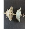 Image 2 : Metal 2-Tier Dainties Server - Paint Cracking, Fine China Candy Bowl from German D.R.