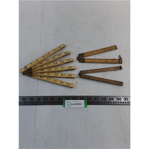 (3) Vintage Wooden Fold-Up Imperial Rulers