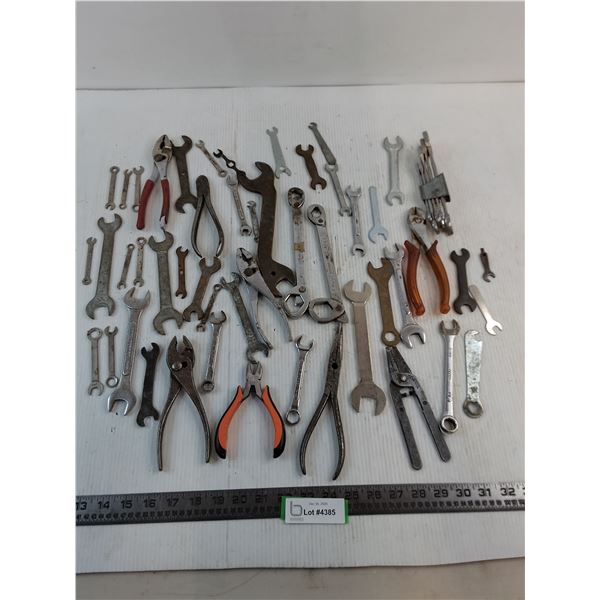 Large Quantity of Wrenches, Pliers