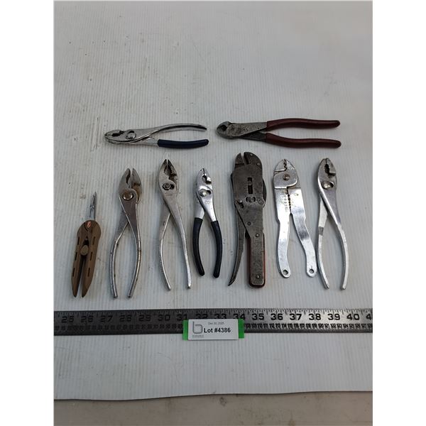 (9) Hand Tools (Pliers, Vise Grip, Wire Stripper, Snips)