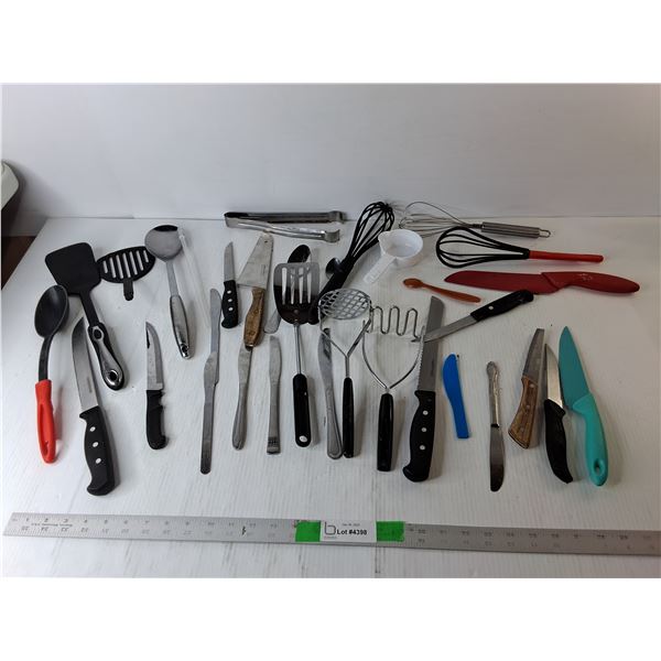 Kitchen Utensils- Whisks, Potato Masher, Tongs, Misc.