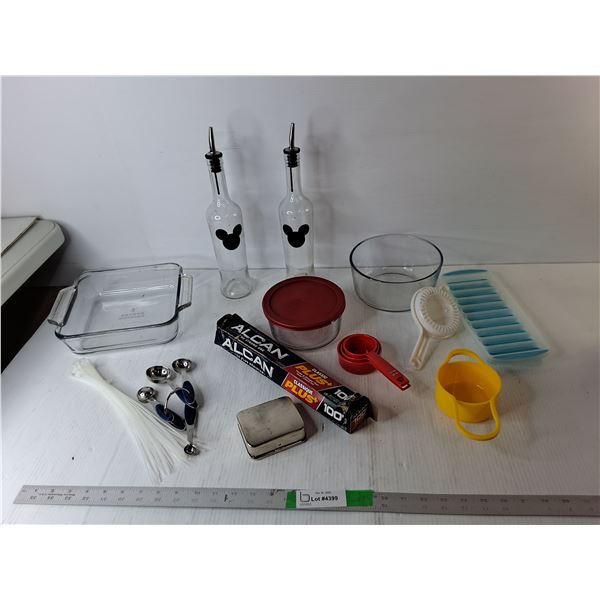 Anchor Hocking Dishes, Measuring Spoons, Ice Cube Tray, Misc.