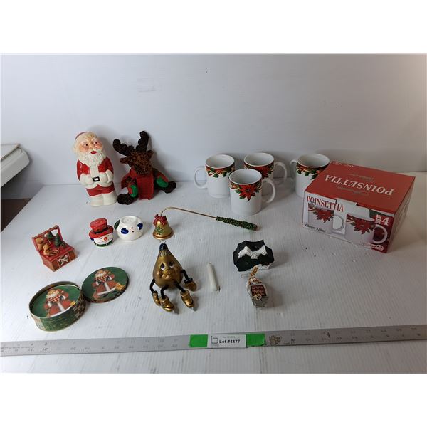Christmas Lot- Mugs, Coasters, Candle Snuffer, Misc.