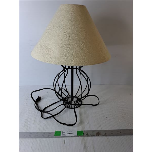 Metal Lamp Base with Textured Lampshade & Bulb 19.5"- Powers On - PICK UP ONLY