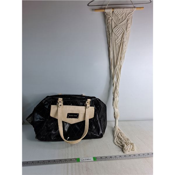 Mary Kay Tote Bag, Zipper Works, Wooden and Rope Hanging wall Decor