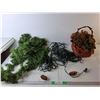 Image 1 : Christmas Lot- (2) Strands of Lights, Tree Style Garland, Basket- All Power On