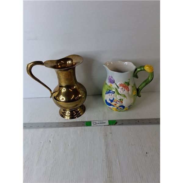 Ceramic & Brass Pitchers Up to 9.25"