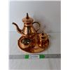Image 1 : Copper Dish Set- Teapot, Creamer, Sugarbowl, Plate