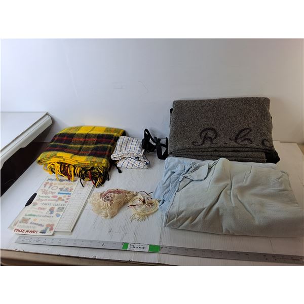Wool RCMP Throw Blanket - ~80" x ~63",  Acrylic Throw Blankets, Teatowels, Misc.