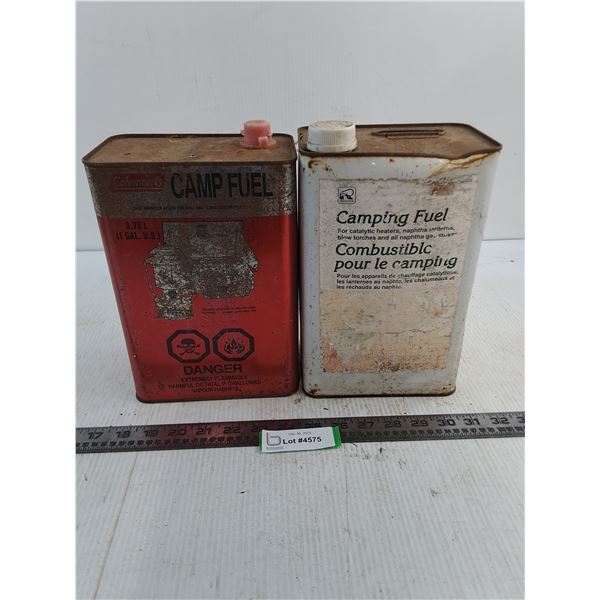 (2) Partial Coleman 4L Tins of Easi-Lite Fuel (Red 1/4, White 1/2 Approx) - Cannot Ship