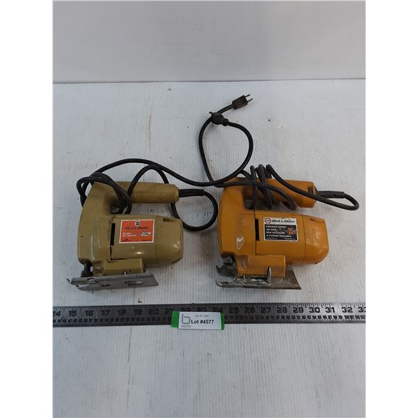 (2) Black & Decker Electric Jigsaws - Both Working, No Saw Blades, As is