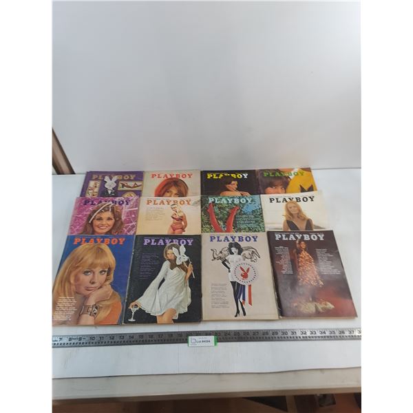 Complete Vintage 12-Issue Set of 1968 Playboy Magazines
