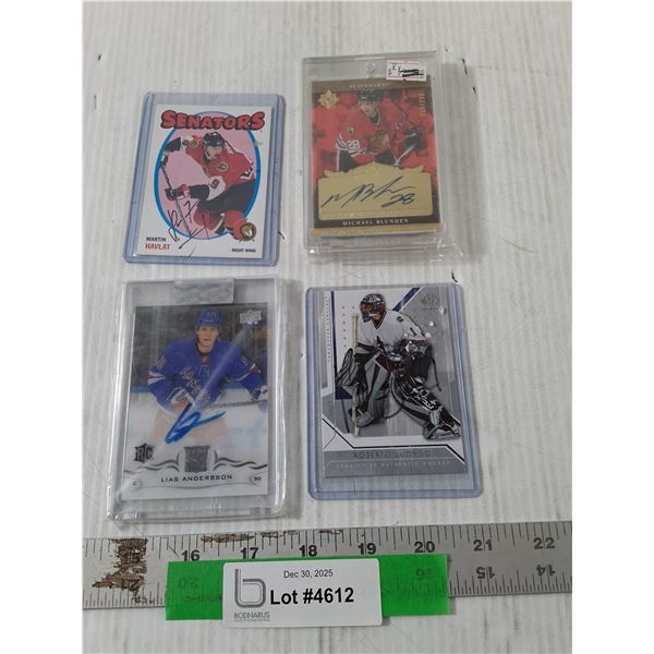 (4) Autographed NHL Cards,  Roberto Luongo, Martin Haven't, Misc, Cannot Guarantee Authenticity
