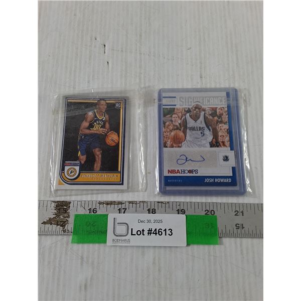 (2) NBA  Cards, (1) Autographed, Josh Howard, Benedict Mathurin, Cannot Guarantee Authenticity