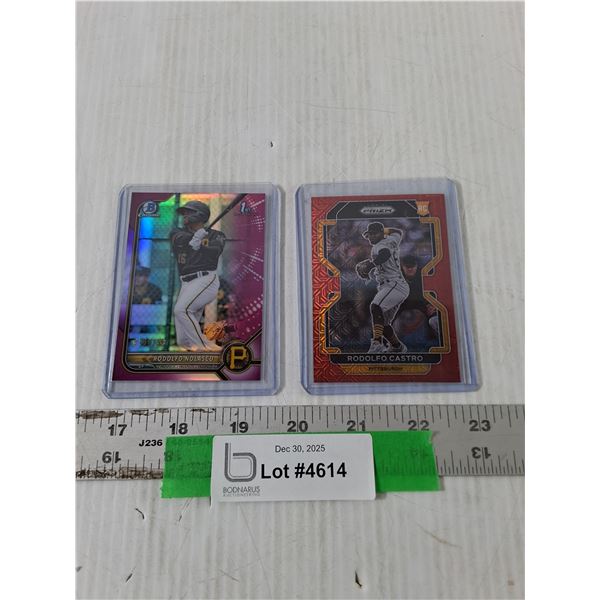 (2) MLB Cards, Rodolfo Nolasco, Rodolfo Castro, Cannot Guarantee Authenticity