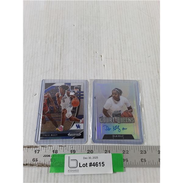 (2) Basketball Cards, (1) Autographed, Deja Kelly, Tyrese Maxey, Cannot Guarantee Authenticity