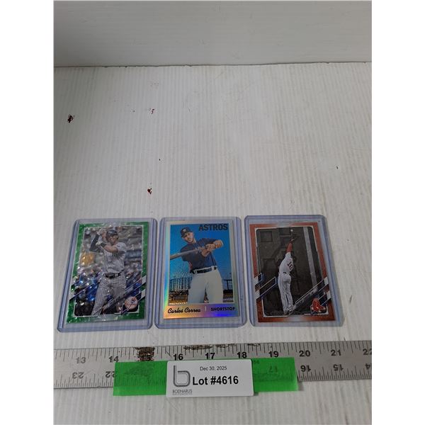 (3) MLB Cards, Tyler Wade, Carlos Correa, Franchise Cordero, Cannot Guarantee Authenticity