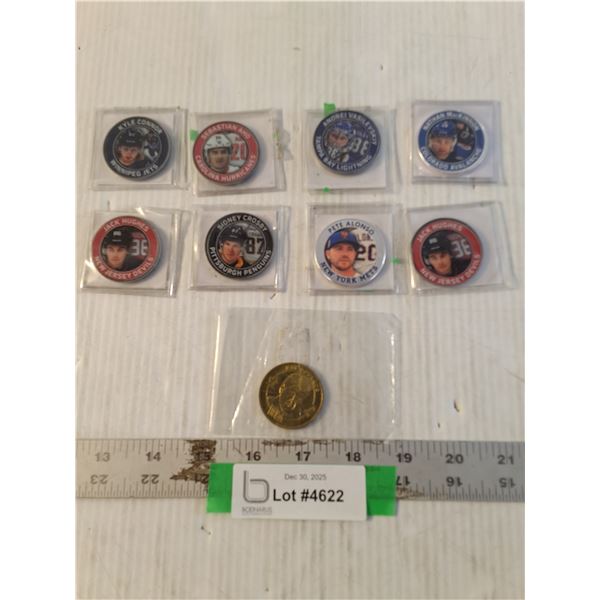 (9) NHL/ MLB Collector Trading Coins, Jack Hughes, Sidney Crosby, Misc, Cannot Guarantee Authenticit