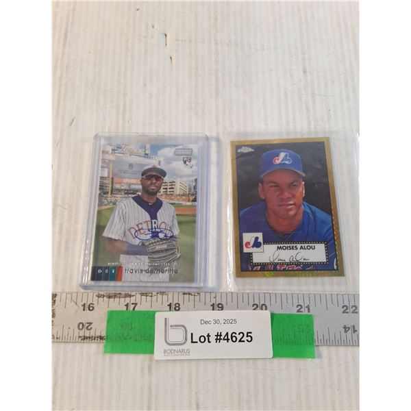(2) Autographed MLB Cards, Moises Alou, Travis Demeritte, Cannot Guarantee Authenticity