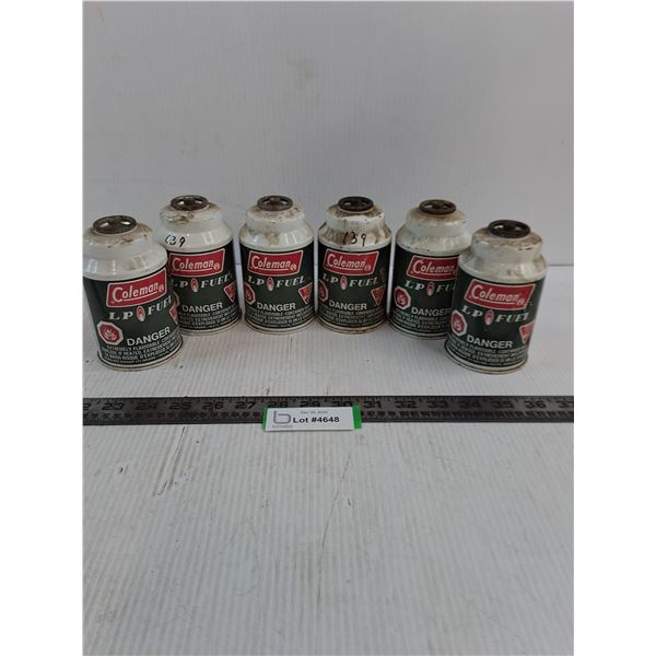 (6) Coleman LP Fuel Bottles - Some Feel Partially Full - Cannot Ship