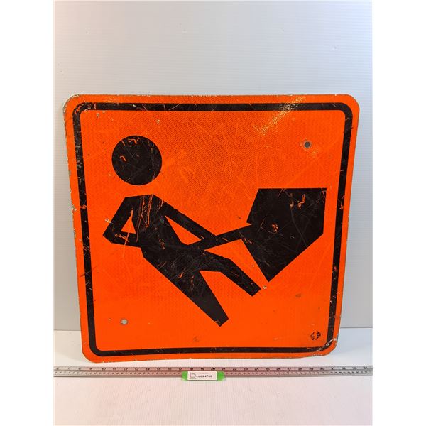 * Road Construction Metal Road Sign - 24" x 24" - Pick Up Preferred